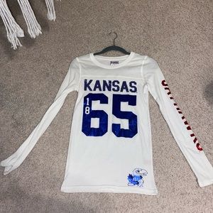 Victoria secret pink KU Jayhawks long sleeve top!